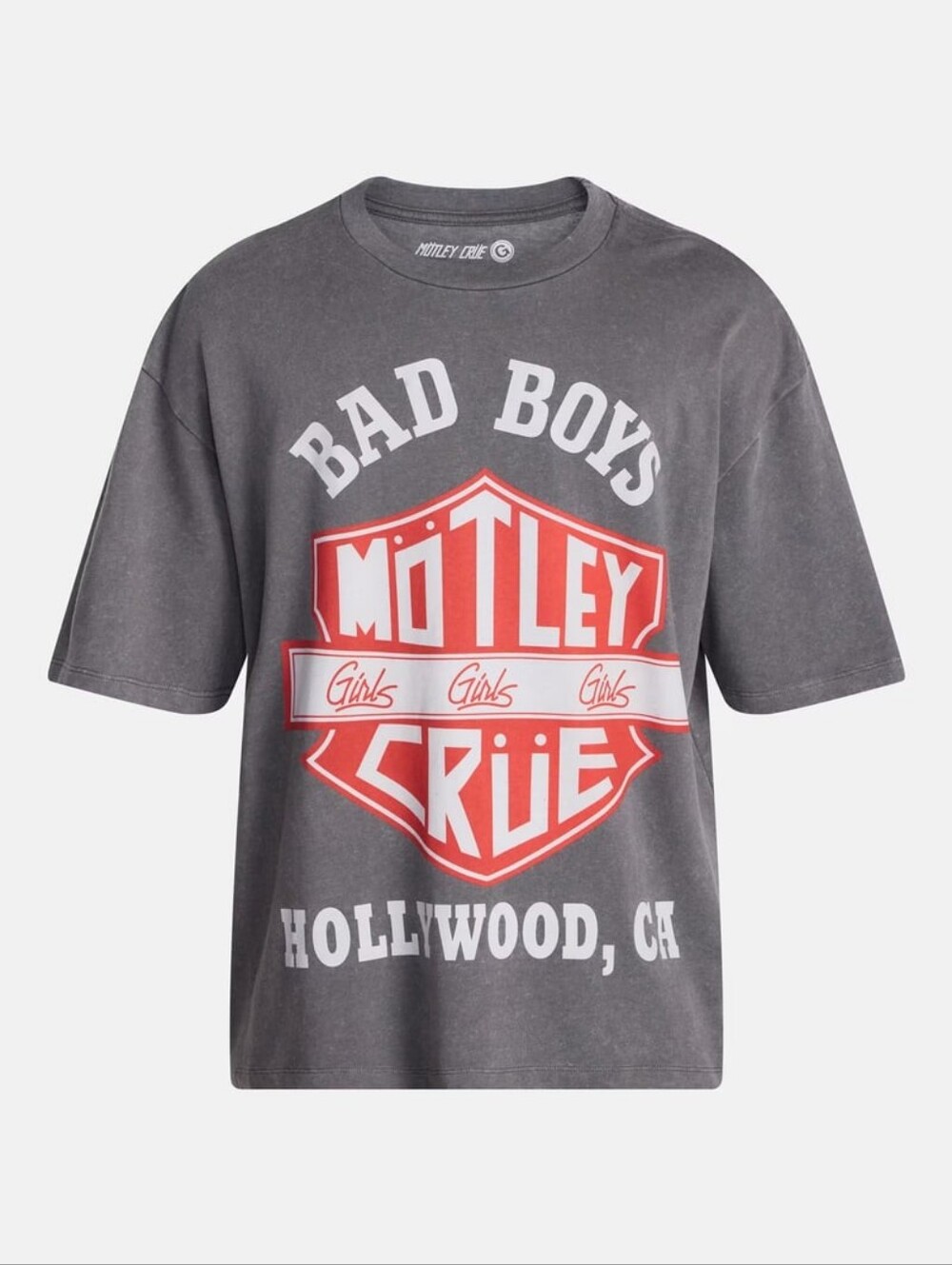 Mens' 'Bad Boys' Graphic Tee - Charcoal with Red